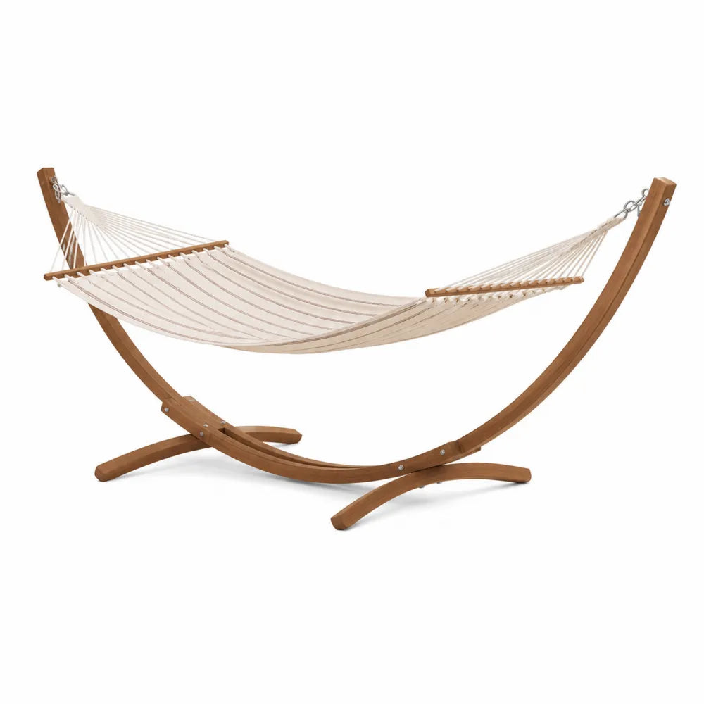 Hamac en coton avec support en bois de 200 cm beige