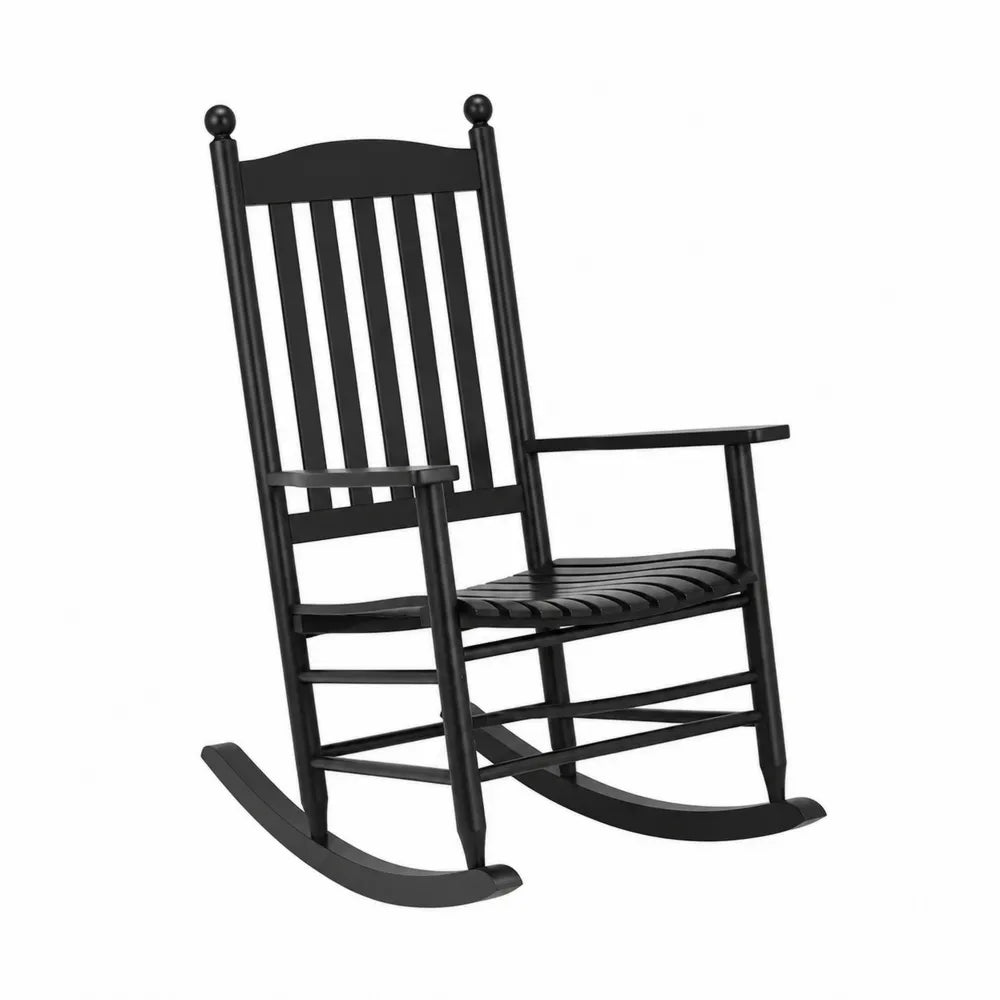 Chaise berçante extérieure en bois noire