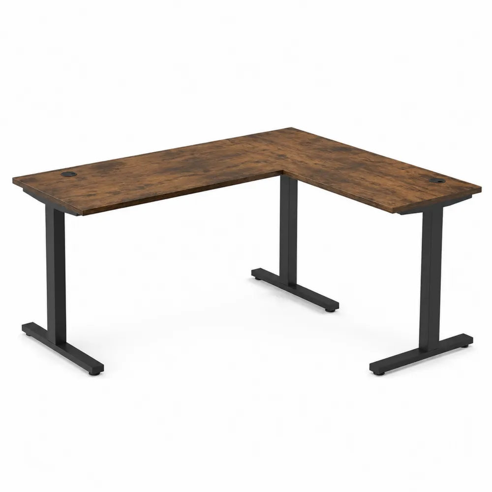 Bureau d'angle en bois et métal marron 150x120x75 cm