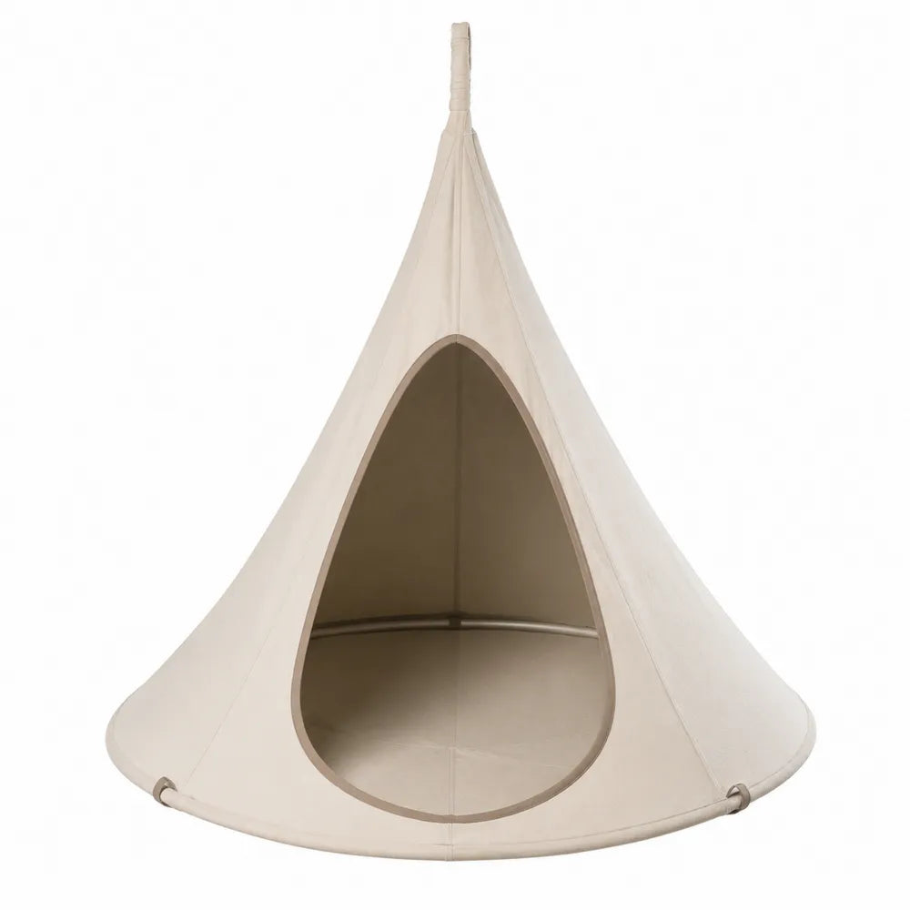 Tente suspendue en toile beige avec cadre en acier