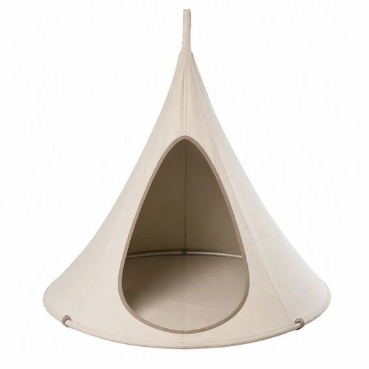 Tente suspendue en toile beige avec cadre en acier
