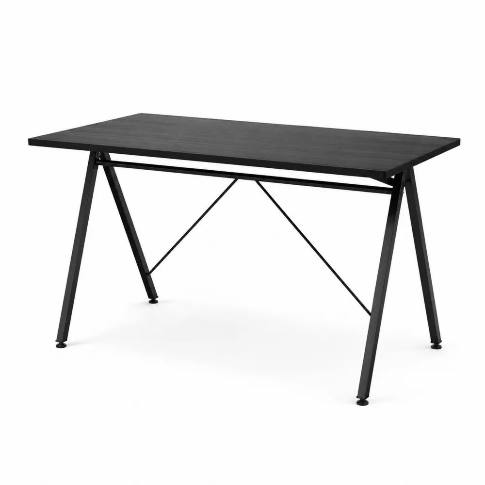 Bureau rectangulaire en bois MDF avec pieds en métal noir 120x60x75 cm