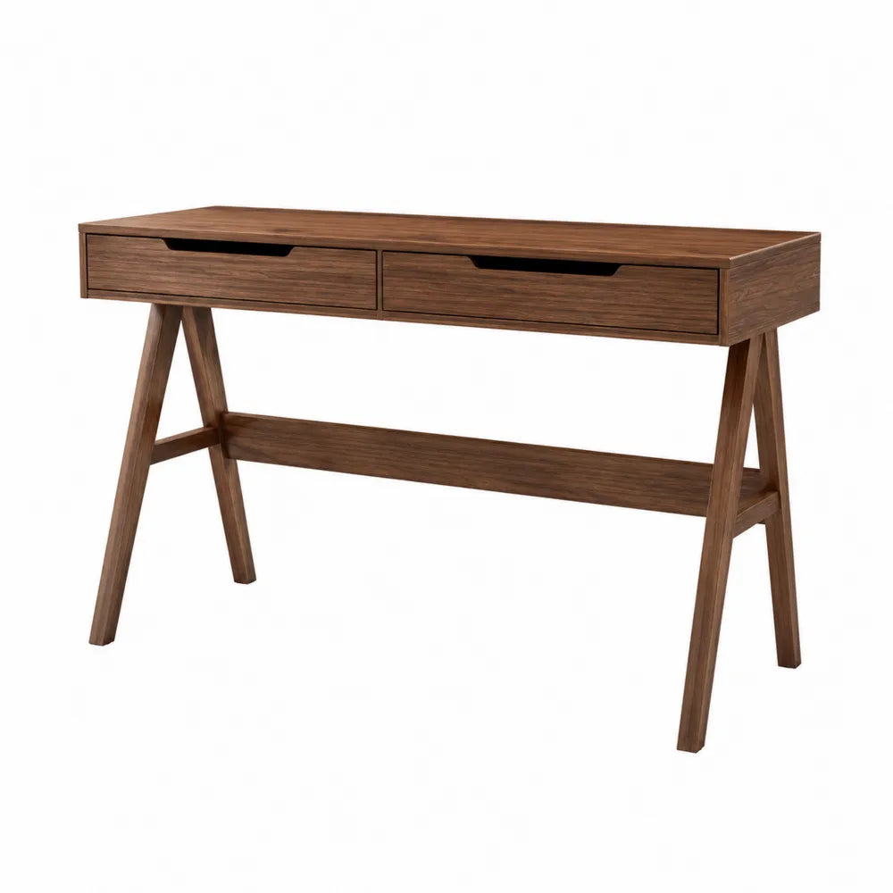 Bureau en bois noyer avec tiroirs 120x40x75 cm